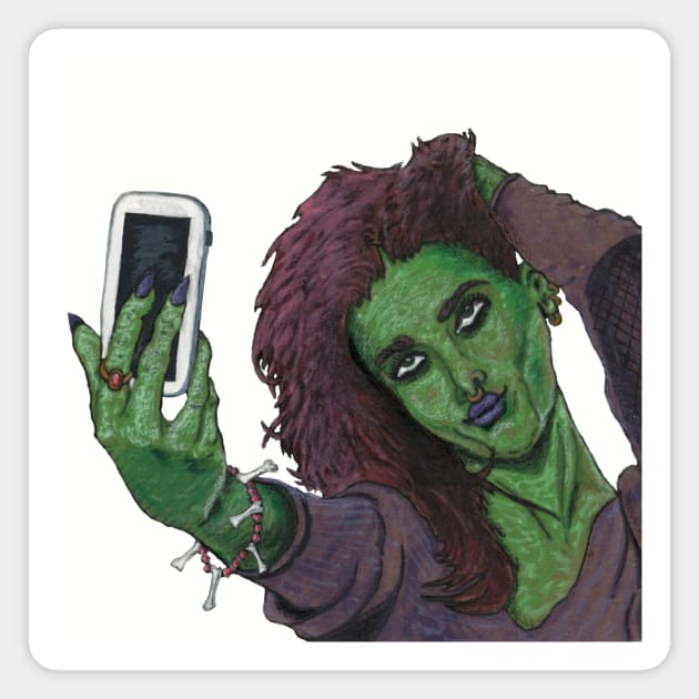 Goblin Cell Phone Instagram Selfie Magnet by Helms Art Creations